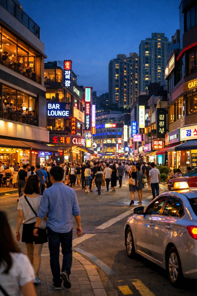 청주 가경동 밤거리 전경과 야간 상권 분위기 실사 이미지